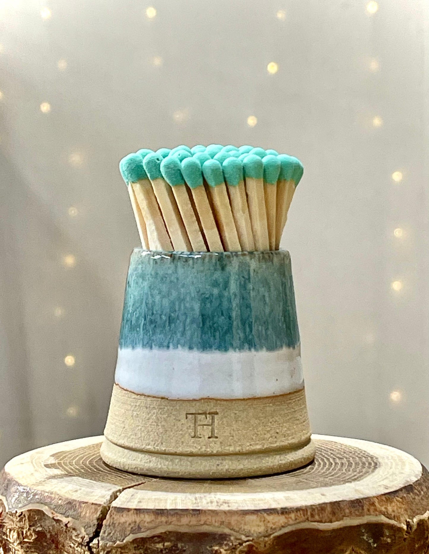 Match Pot with Striker and Matches - Ocean Blue