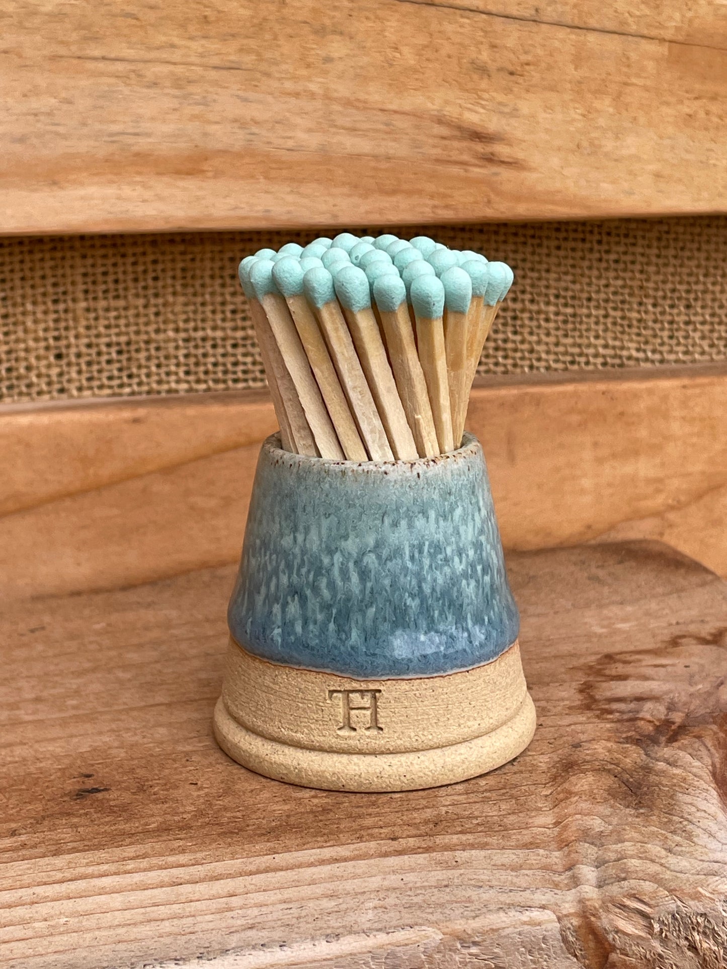 Match Pot with Striker and Matches - Ocean Blue