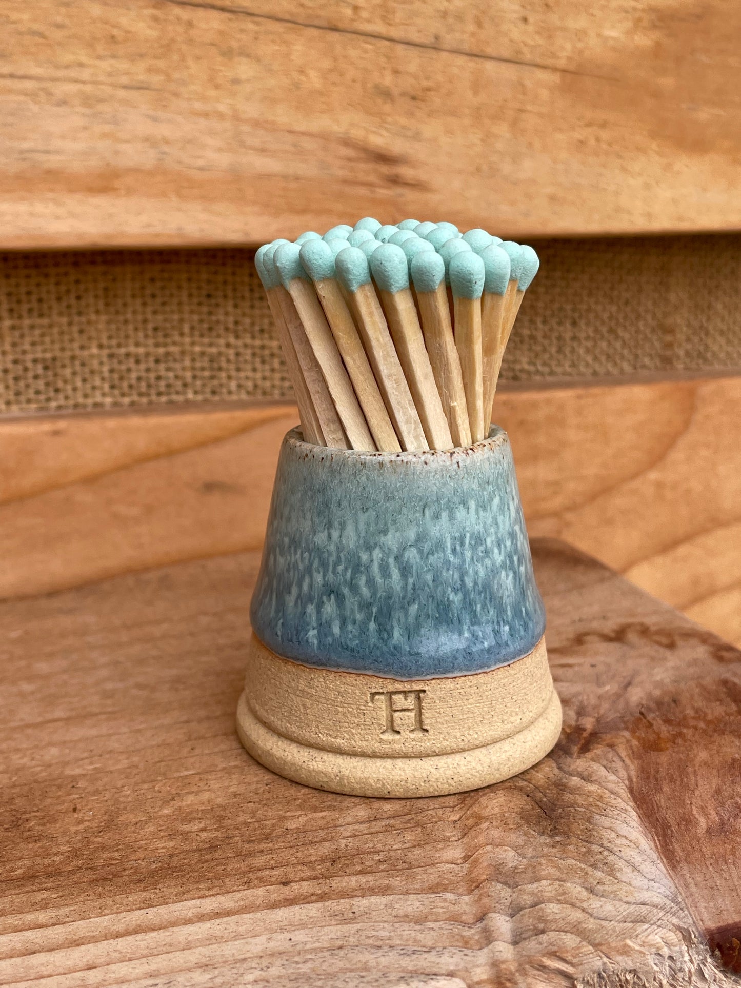 Match Pot with Striker and Matches - Ocean Blue