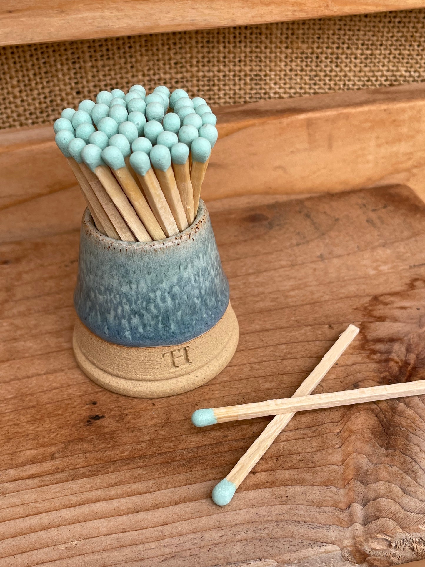 Match Pot with Striker and Matches - Ocean Blue