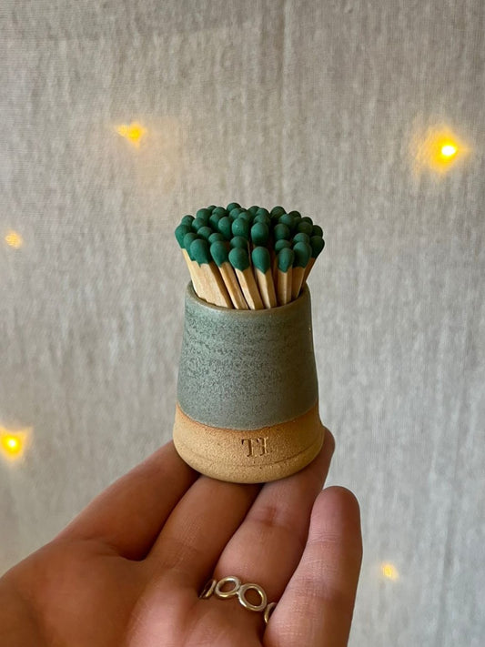 Match Pot Striker with Matches - Sage Green