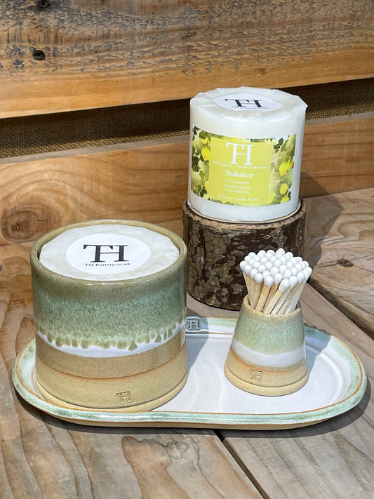 Solstice Candle and Match Pot Gift Set - Pistachio
