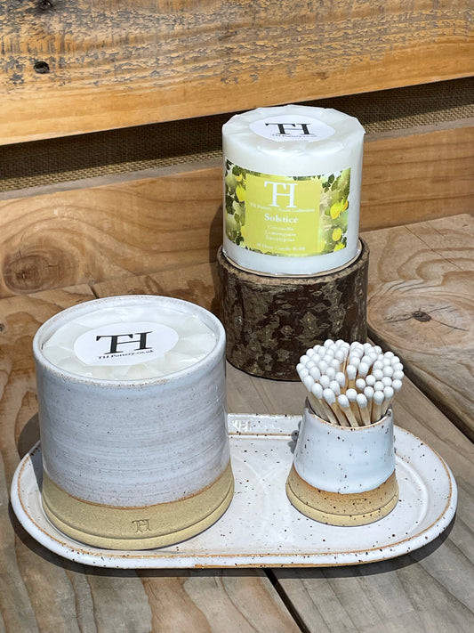 Solstice Candle and Match Pot Gift Set - White
